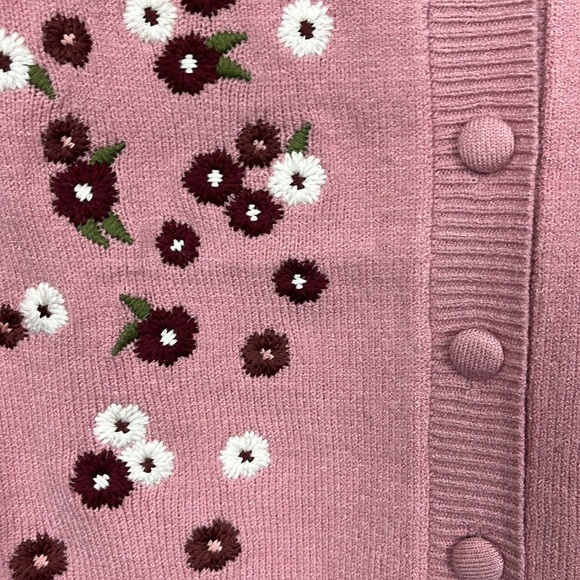 Jessica Simpson Womens Cardigan XS Pink Short Sleeves Embroidered Floral NWT - Picture 5 of 12